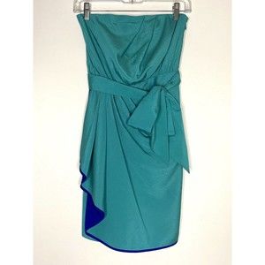 Express Women's Silky Strapless Turquoise Lined Blue Dress Size 4
